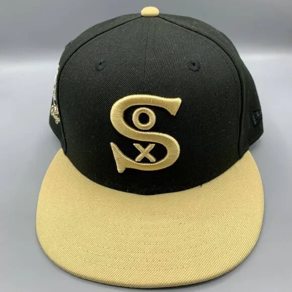 Chicago White Sox Hat Men 7 1/2 Black Green 59Fifty New Era Fitted‎ Cap